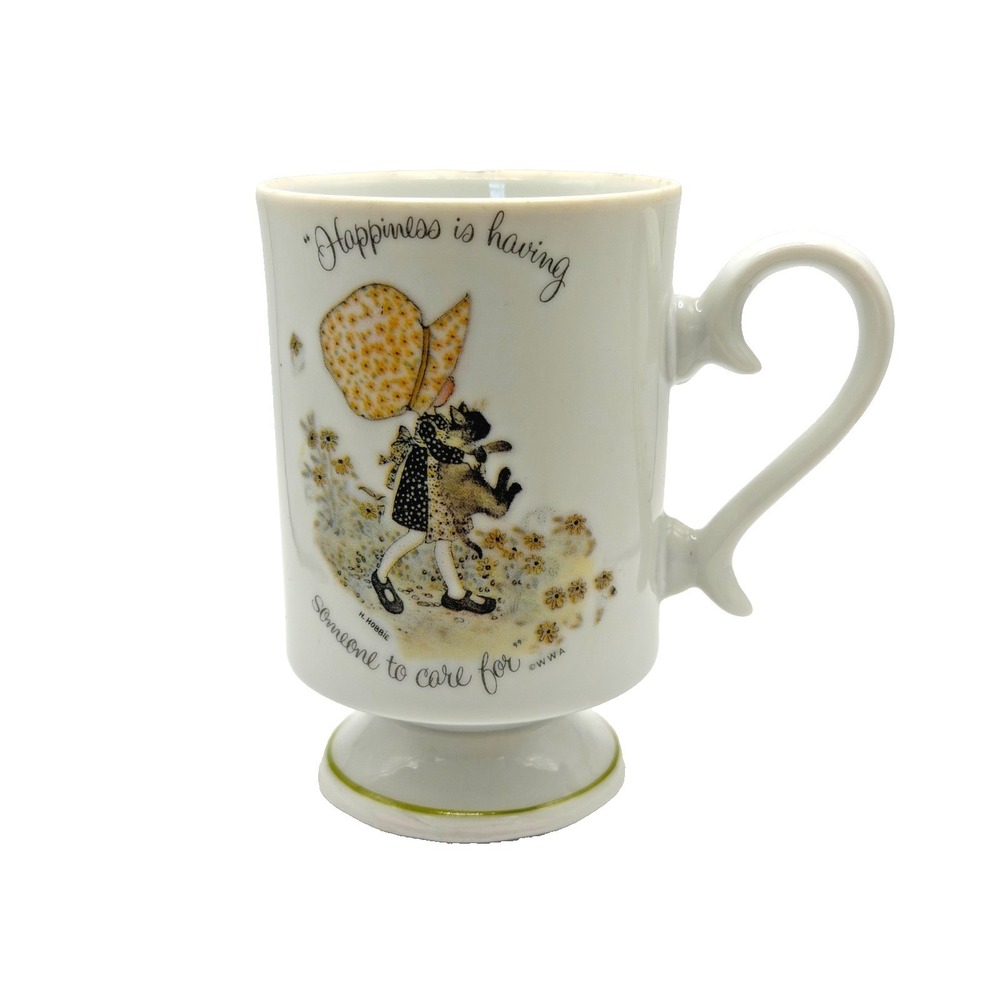 Vintage 1970's Ceramic Pedestal Holly Hobbie Mug By World Wide Arts